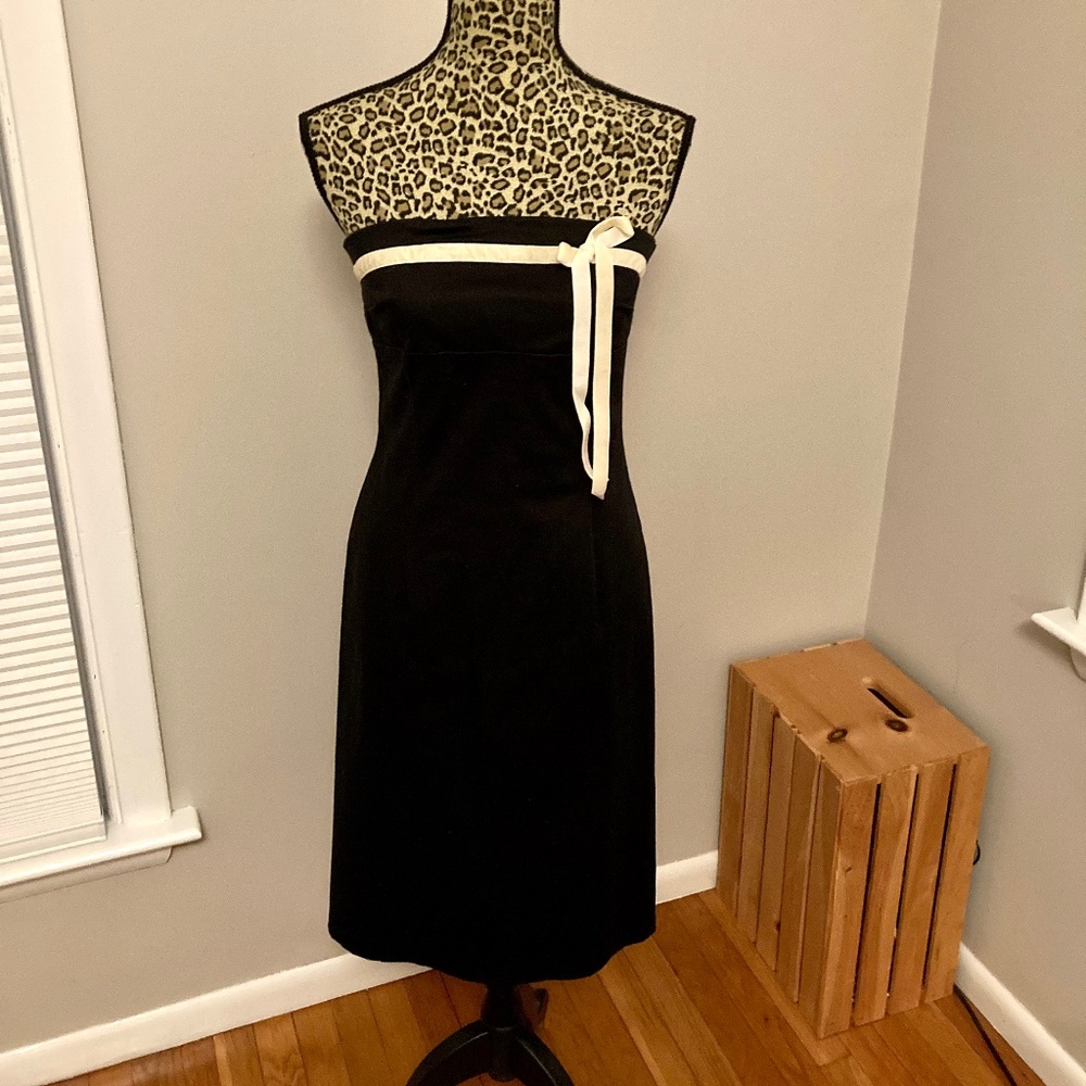 Vintage Black Strapless Cotton Dress
